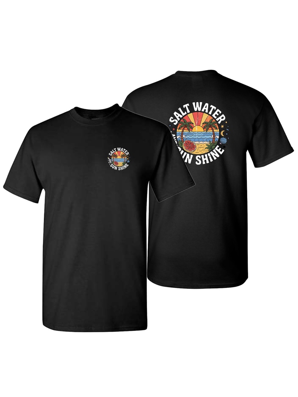 Men’s Salt Water and sunshine Cotton T-Shirt Black